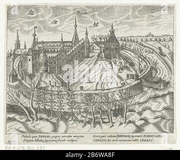 Inname van Breda, 1590 l'ingestion de Breda par l'armée américaine sous Maurice, 4 mars 1590 turfschip abroge le château. Avec signature de quatre lignes en latin. Numéroté 202. Imprimé au dos avec du texte à Latijn. Fabricant : printmaker: Anonyme pour imprimer par: Bartholomeus Willemsz. DolendoPlaats fabricación: Northern Netherlands Date: 1613 - 1615 Caractéristiques physiques: Matériel automobile: Papier technique: Engrala (impression) Dimensions: Feuille: H 136 mm × W 165 mmTopelichtingillustratie vient de W. Baudartius, Polemographia Auraico-Belgica, Michiel Colijn, Amsterdam 1621-1622 , Vol. II, p. 1 Banque D'Images