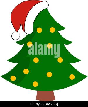 Arbre de Noël dans la maison, illustration, vecteur sur fond blanc. Illustration de Vecteur