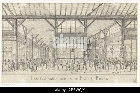 Intereur van de Galerie de Bois naast het Palais-Royal te Parijs les Galeries de Bois (objet titel op) vue de la galerie marchande animée à l'angle gauche de la librairie Dentu. Fabricant : artiste: Anonyme date: 1800 - 1899 Caractéristiques physiques: Stylo en noir: Encre papier technique: Stylo Dimensions: Feuille: H 223 mm × W 379 mmTopelichtingDeze galerie couverte en bois a été construite en 1790 et a disparu en 1828, Où: Après qu'elle ait été remplacée par la Galerie d'Orléans. Objet: Fenêtre-boutique, librairie-vitrine, galerie de libraires où le Bois Banque D'Images