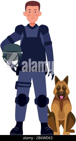 police anti-émeute avec personnage de chien Illustration de Vecteur