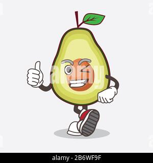 Une illustration du personnage de mascotte de dessin animé De Fruits d'Avocado faisant des Thumbs vers le haut Banque D'Images