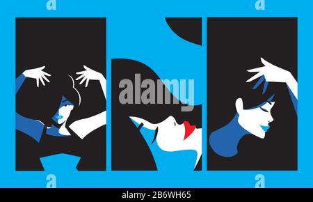 jeu de cartes avec des portraits femmes de mode illustration vectorielle design Illustration de Vecteur