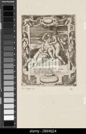 Ixion omhelst een wolk Liefde, woede en jaloezie van Juno (servietitel) Amori sdegni et gielosie di Giunone (seretitel) Ixion probeerde Juno, de vrouw van, Jupiter te verleiden. ALS straf boetseerde Jupiter haar evenbeeld uit wolken. De dronken Ixion omhelst hier een wolk in de gedaante van Juno. Amor slaat een doek om Juno heen. Onder een vierregelig vers in het Italiaans. De voorstelling est gevat dans een sierlijst met putti en vrouwelijke saters. Fabricant : prentmaker: Giulio Bonasonenaar eigen onwerp van: Giulio Bonasone (vermeld op object)Plaats fabricación: Italië Dating: 1501 - 1580 Banque D'Images