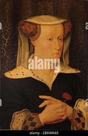 Jacoba van Beieren (1401-36), Gravin van Holland en Zeeland, SK-A-954 Jacoba de Bavière (1401-36), Comtesse de Hollande et de Zélande Type d'objet: Peinture Numéro d'article: SK-A-954 Inscriptions / marques: Inscription au dos d'un morceau de papier Description: Portrait de Jacoba de Bavière (1401 -36) et de la Hollande. Buste à droite avec une carnation dans la main. Copie du dix-neuvième siècle à l'original de CA. 1435. Fabricant : peintre Pieter Willem Sebes artiste : anonyme (attribution rejetée) Lieu de fabrication : Pays-Bas du Nord Date : 1879 et / ou environ 1435 physique c Banque D'Images