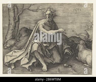 Johannes de Doper à de westijn Jean le Baptiste assis dans le désert, pointant vers l'agneau avec la priorité d'être le linkermain. Fabricant : printmaker: Lucas van Leyden (bâtiment classé) dans sa conception: Lucas van Leyden Lieu de fabrication: Pays-Bas Date: 1513 Caractéristiques physiques: Matière automobile: Technique du papier: Engraa ( procédé d'impression) Dimensions: Feuille: H 85 mm × W 108 mm Sujet John the Baptist dans le désert Benthique, généralement Accompagné d'un agneau Banque D'Images