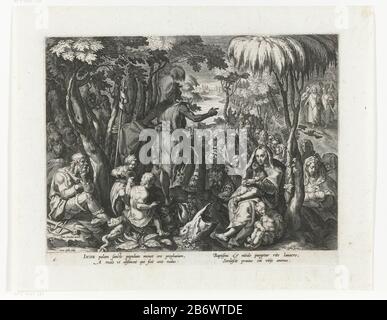 Johannes de Doper preekt dans de wildernis Het leven van Johannes de Doper (serietitel) Jean le Baptiste prêche dans un paysage d'arbres, vu du dos. Autour de lui, hommes, femmes et enfants. Un arrière-plan juste vient marcher Christ et ses disciples. Parmi le spectacle un latin vers. Fabricant : printmaker Cornelis Galle (I) (bâtiment classé) à concevoir: Stradanus (bâtiment classé) éditeur: Philip Galle (bâtiment classé) auteur: Cornelis KiliaanPlaats fabrication: Printmaker : Pays-Bas Éditeur: Anvers Dating: Après 1595 - vers 1612 Caractéristiques physiques: Matériel automobile: Papier technique: Banque D'Images