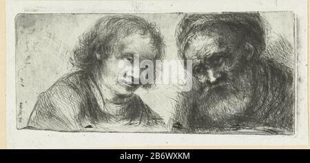 Jonge en oude homme Deux hommes. Juste un vieil homme avec une barbe. Buste gauche. A laissé un jeune homme. Rechts de buste. Fabricant : printmaker Jan Chalon (propriété cotée) conçu par Jan Chalon (propriété cotée) Lieu de fabrication: Nord des Pays-Bas Date: 1748 - 1795 Caractéristiques physiques: Gravure et matières sèches: Technique du papier: Gravure / point sec Dimensions: Bord de la plaque: H 63 mm × W 148 mm Objet: morphologie de l'expression humaine (+ jeune homme (être humain)) morphologie, ou expression humaine (+ ancien homme (être humain)) Banque D'Images