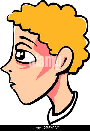 Garçon avec cheveux jaunes, illustration, vecteur sur fond blanc. Illustration de Vecteur