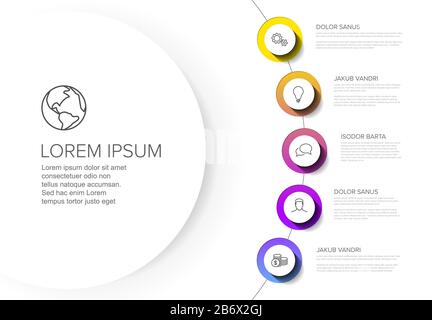 Modèle Infographique vectoriel polyvalent avec options de titre et cinq éléments et couleurs modernes sur fond blanc Illustration de Vecteur