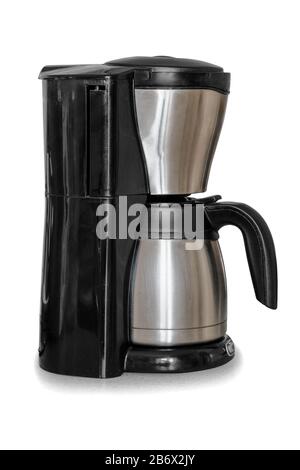 Cafetière pour faire du café. bouilloire. Avec masque. Isolé sur fond blanc avec ombre naturelle. Cafetière électrique, isola Banque D'Images