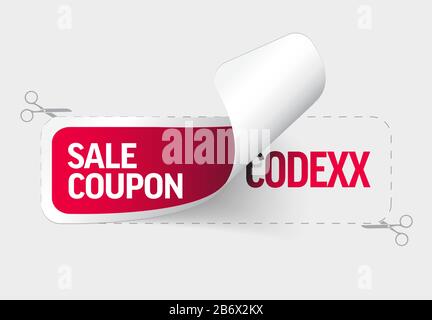 Modèle d'autocollant rouge affichant le numéro de code de bon de vente Illustration de Vecteur
