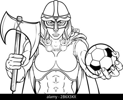 Troie Chevalier Celtique Viking Warrior Football Femme Illustration de Vecteur