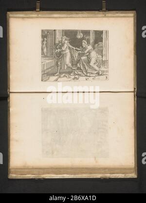 Jozef ontvlucht de vrouw van Potifar Geschiedenis van Jozef (servietitel) Chambre avec l'épouse de Potiphar qui s'accroche à la gaine du Joseph en fuite. Fait partie d'une série de cinq reproductions de l'histoire de Joseph. Main numérotée en bas à droite 3. Partie d'un album de la plupart des chrétiens voorstellingen. Fabricant : Printmaker Jan Harmensz. Muller (studio) à imprimer par: Lucas van Leyden Editeur: Gerard Valck Fabrication De Place: Amsterdam Dating: 1581 à 1628 et / ou 1675 - 1726 Caractéristiques physiques: Engraa matière: Technique du papier: Engraa (processus d'impression) mesures: Bord de la plaque: H 126 mm × W 164 mmbl Banque D'Images
