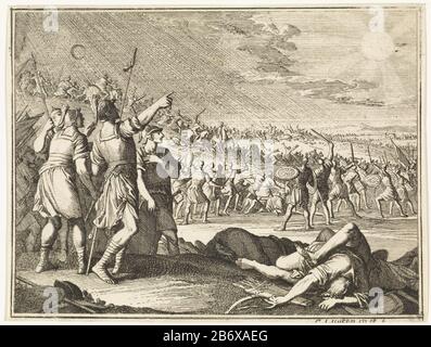 Jozua beveelt de zon en maan om stil te staan Joshua commande le soleil et la lune pour rester immobile type d'objet: Photo Numéro d'article: RP-P-OB-45.833Catalogusorreferentie: Van Eeghen 4129 Inscriptions / marques: Marque du collectionneur, verso, estampillée: Lugt 2228nummer, verso, brun à l'encre '79' Fabricant: Printmaker: Caspar Luyken (bâtiment classé) dans sa conception: Caspar Luyken (propriété cotée) Lieu de fabrication: Amsterdam Date: 1712 Caractéristiques physiques: Gravure; matériau d'épreuvage: Technique du papier: Dimensions de gravure: Feuille: 112 mm × H 146 b mmToelielichtingillustratie de: Luyken, Jan Le schriftuur Banque D'Images