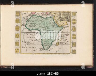 Kaart van Afrika Afrique (objet op titel) carte de l'Afrique, droite une vignette avec les Africains autour d'un feu . Sur les côtés douze pays d'armes. Partie d'un atlas de 223 cartes de pays et de villes et scènes de guerre en Europe dans la période CA. 1690-1735. Fabricant : printmaker: Éditeur anonyme: Hériter J. Ratelband & CoPlaats fabrication: Printmaker: Northern Netherlands Éditeur: Amsterdam Date: 1700-1705 et / ou 1735 Caractéristiques physiques: Engraa, matière de couleur manuelle: Technique du papier: Engraa (procédé d'impression) / mesures de couleur à la main: Bord de la plaque: H 143 mm × W 205 mm Objet: (FOL Banque D'Images