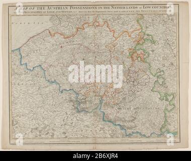 Kaart van de Zuidelijke Nederlanden une carte des possessions autrichiennes aux Pays-Bas ou dans les pays bas (objet op de titre) carte des Pays-Bas du Sud. Au-dessus de la barre une carte avec le titre. En dessous de la carte, une échelle de faisceau avec quatre pôles: 10 ligues ou Brabant / 12 ligues françaises communes et deux autres. Sous la carte la description des Pays-Bas autrichiens. La carte a un degré de distribution le long de la randen. Fabricant : printmaker: Cartographe anonyme: William Faden (bâtiment classé) Editeur: William Faden (propriété cotée) Lieu de fabrication: Londres Date: 1789 Caractéristiques physiques: Etc Banque D'Images