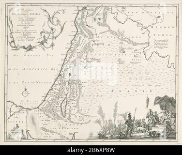 Carte du Royaume d'Israël, le royaume est venu quand Saül a été roi oint sur le peuple d'Israël. En bas à droite, Saül entronisé entouré de dienaren. Fabricant : printmaker Otto Lindeman (bâtiment classé) éditeur: Gijsbert Tieme de Paddenburg (bâtiment classé) éditeur: Abraham Paddenburg (propriété cotée) Lieu de fabrication: Printmaker Almelo Éditeur: Utrecht Éditeur: Utrecht Date: 1758 Caractéristiques physiques: Gravure et engring matériel: Technique du papier: Gravure / A (processus d'impression) mesures: EDGE: H 337 mm × W 435 mm Objet : cartes, atlas saul est choisi axe k Banque D'Images