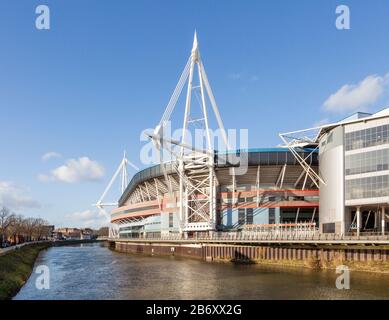 Stade River Taff et Principauté du millénaire, Cardiff, Pays de Galles du Sud, Royaume-Uni Banque D'Images