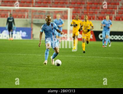 Harrison, États-Unis. 11 mars 2020. Heber (9) du NYCFC contrôle le ballon lors de la finale de la Concacaf Champions League contre Tigres UANL à Red Bull Arena à Harrison, NJ, le 11 mars 2020. Tigres A Gagné 1 - 0 (Photo De Lév Radin/Pacific Press/Sipa Usa) Crédit: Sipa Usa/Alay Live News Banque D'Images