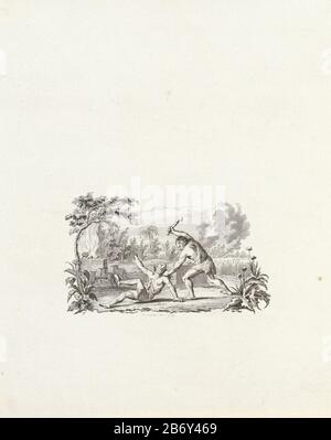Caïn soulève une baton sur Abel, qui pour lui sur le terrain, pour slaan. Fabricant : Print maker: Reiner Vinkeles (I) (montré sur l'objet) Lieu de fabrication: Amsterdam Date: 1751 - 1816 Caractéristiques physiques: Gravure et engrama matière: Technique du papier: Gravure / engrama (procédé d'impression) mesures: Feuille: H 269 mm × W 215 mm Objet: Le massacre d'Abel: Caïn le latte avec une pierre, un club ou un os à mâchoire, alternativement avec une bêche ou une autre arme d'axe d'outil Banque D'Images