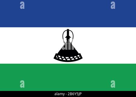 Drapeau du Lesotho - Rapport standard du drapeau Lesothan - mode couleur RVB réel Banque D'Images