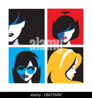 jeu de cartes avec des portraits femmes de mode illustration vectorielle design Illustration de Vecteur