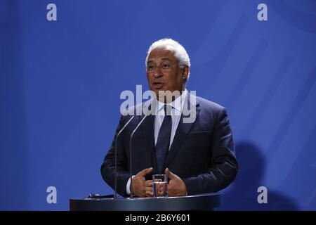 Le Premier ministre António Costa de la République du Portugal lors de la conférence de presse à la Chancellerie fédérale, Berlin, Allemagne, le 11 mars 2020. (Photo De Simone Kuhlmey/Pacific Press/Sipa Usa) Banque D'Images