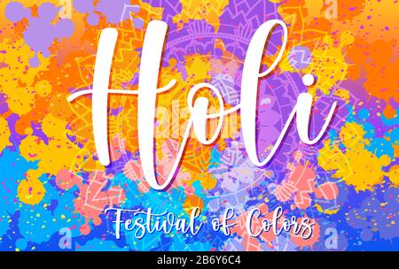 Happy Holi festival poster design avec fond coloré illustration Illustration de Vecteur