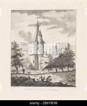 Kasteel bij Wijk bij Duurstede Kasteel bij wijk te duurstede (objet titel op) vue sur la tour et les ruines du château de Wijk bij Duurstede, avec le premier plan une rangée d'arbres et un voyageur avec un chien. Parmi les performances du titre dans une ligne du Nederlands. Fabricant : print maker: Hendrik of Maarseveen (indiqué sur l'objet) Lieu de fabrication: Amsterdam Date: 1765 Caractéristiques physiques: Matière de gravure: Technique du papier: Dimensions de gravure: Bord de la plaque: H 162 mm × W 142 mm Objet: Paysage avec arbre de glace où: Château Duurstede Banque D'Images