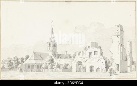 Église et les ruines de l'abbaye de Rijnsburg Type de bien: Dessin Numéro d'objet: RP-T 1921-214 Fabricant : artiste: Henry Winter Dans le dessin Cornelis Pronk (possible) Daté: 1727 - 1790 Caractéristiques physiques: Stylo et pinceau et matériel gris: Encre de papier technique: Plume / pinceau dimensions: H 180 mm × W 311 mm Objet: Noms de villes et villages (avec NOM) gelding d'église, monastère, etc Banque D'Images