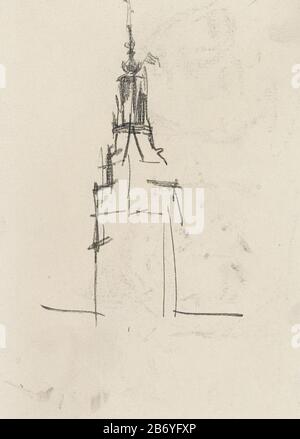 Kerktoren Church Tower Type d'objet: Sketchbook sheet référence: RP-T-1935-137-23 (V) Description: Feuille 23 verso de sketchbook LVI 26 bladen. Fabricant : artiste: Isaac Israel Dating: 1875 - 1934 Caractéristiques physiques: Noir craie matière : papier craie Sujet: Parties de l'église extérieure et annexes: Tour Banque D'Images