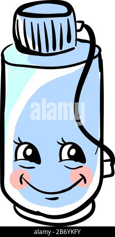 Thermos heureux, illustration, vecteur sur fond blanc. Illustration de Vecteur