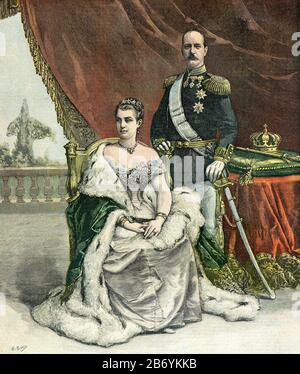 Meyer Henri ( 1841 - 1899 ) - Portrait du roi Georges I de Grèce (1863 - 1913) et Reine Olga Constantinovna (1851 - 1926) - Collection privée Banque D'Images
