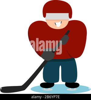 Joueur de hockey, illustration, vecteur sur fond blanc. Illustration de Vecteur