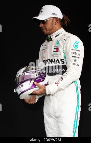 Melbourne, Australie. 12 mars 2020. Pilote britannique Lewis HAMILTON de l'équipe de Formule 1 Mercedes-AMG Petronas lors de la séance de portrait du chauffeur au Grand Prix australien de Formule 1 2020. Crédit: Chris Putnam/Zuma Wire/Alay Live News Banque D'Images