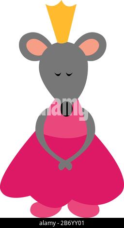 Souris princesse, illustration, vecteur sur fond blanc. Illustration de Vecteur