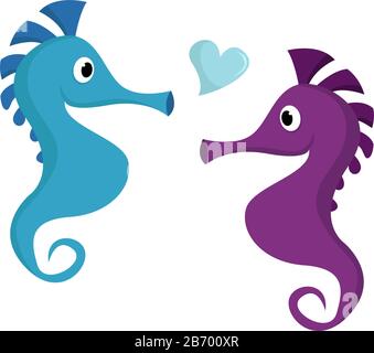 Cheval de mer dans l'amour, l'illustration, vecteur sur fond blanc. Illustration de Vecteur