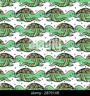 Modèle de tortues vertes, illustration, vecteur sur fond blanc. Illustration de Vecteur