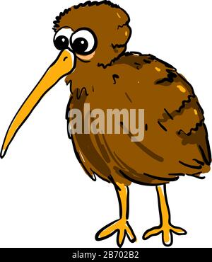 Animal kiwi effrayé, illustration, vecteur sur fond blanc. Illustration de Vecteur