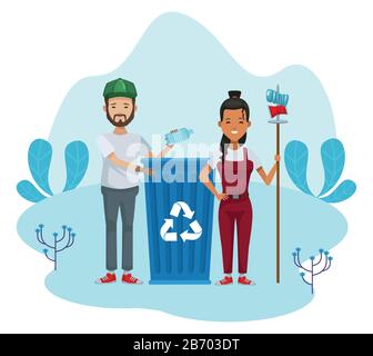 deux personnages écologistes de recyclage Illustration de Vecteur