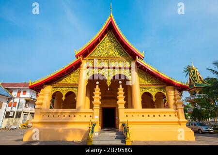 Wat Ong Teu Mahawihan temple bouddhiste, Vientiane, Laos Banque D'Images