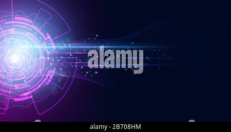 Abstract technology hi tech background concept  circle speed movement motion blur moving fast in the light for template design dark blue .Vector illus Illustration de Vecteur