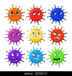 Arrêter le coronavirus (2019-ncov) - virus mignon ou bactérie Coron avirus en Chine. Nouveau coronavirus (2019-nCoV). Concept de quarantaine du virus corona. Coron Illustration de Vecteur