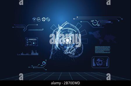 résumé technologie monde digital link connexion réseau, business man link ui concept futuriste hud interface hologramme éléments de digital innovati Illustration de Vecteur