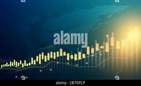 graphique abstrait graphique graphique du commerce financier sur la carte d'analyse contexte mondial. Illustration de Vecteur