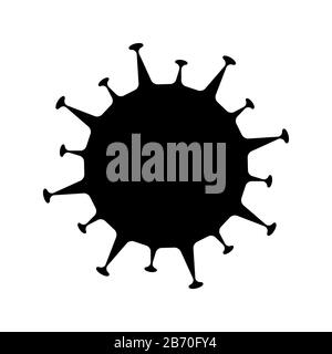 Coronavirus 2019-nCov icône silhouette ajourée. Modèle noir illustration simple du micro-organisme virus image vectorielle isolée plate sur le backgroun blanc Illustration de Vecteur