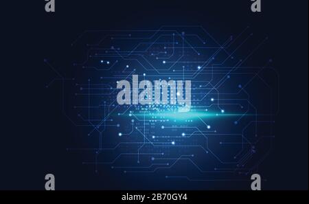Réseau moderne abstrait science connexion technologie point de ligne et design graphique. Sur le futur réseau de fond bleu haute technologie. Illustration de Vecteur