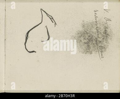 Kop van een kat Page 46 d'un croquis avec 27 bladen. Fabricant : artiste George Hendrik Breitner lieu de fabrication: Amsterdam Date: 1886 - 1903 Caractéristiques physiques: Noir craie matériau: Papier Sujet craie: Chat Banque D'Images