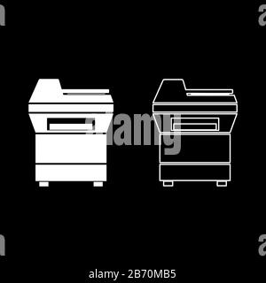 Photocopieuse photocopieuse de bureau photocopieuse icône d'équipement en double contour set couleur blanche illustration vectorielle image simple de style plat Illustration de Vecteur