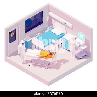 Hospitalisation isométrique vectorielle avec coronavirus Illustration de Vecteur